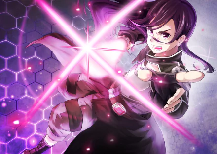 Kirito from Sword Art Online II wields glowing swords amid hexagonal digital patterns in this vibrant 4K Ultra HD anime desktop wallpaper.