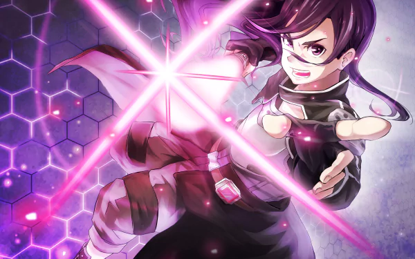 Kirito from Sword Art Online II wields glowing swords amid hexagonal digital patterns in this vibrant 4K Ultra HD anime desktop wallpaper.