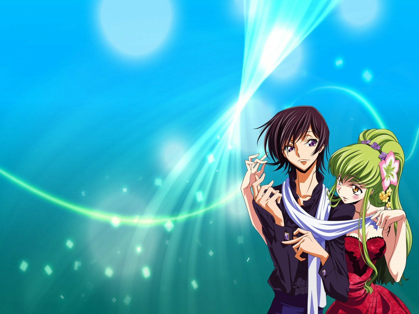 Code Geass HD Wallpaper: Lelouch & C.C. in Anime Brilliance | 1400x1050 ...