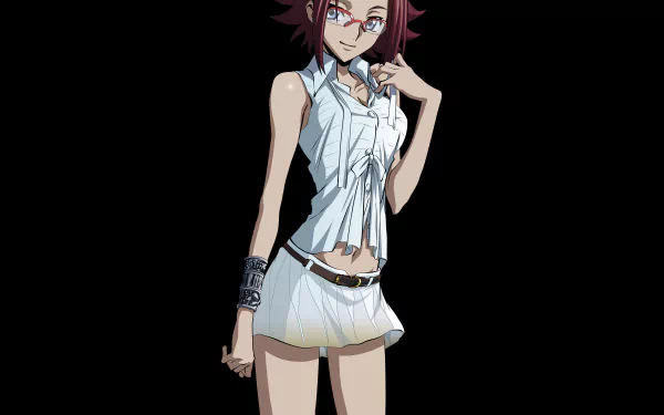 Kallen Kōzuki from Code Geass in a white sleeveless outfit, set against a black background, designed as a 4K Ultra HD PC desktop wallpaper.