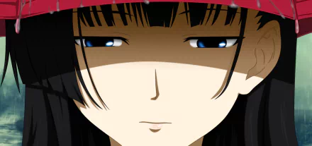 A close-up of Rea Sanka from the anime Sankarea, featuring her distinct expression under a red hat. This HD wallpaper captures the essence of the character beautifully.