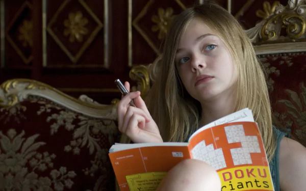 Elle Fanning in a scene from the movie Somewhere, featured in a 4K Ultra HD PC desktop wallpaper and background.