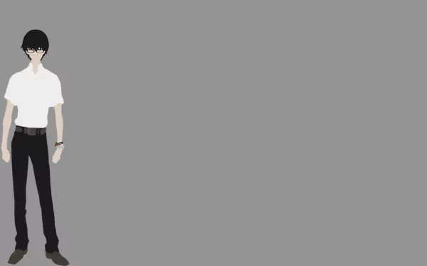 HD PC desktop wallpaper featuring an anime character from Zankyou No Terror standing against a plain gray background.