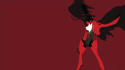 HD desktop wallpaper featuring an iconic character from Persona 5, set against a bold red background, showcasing dynamic art and striking colors.