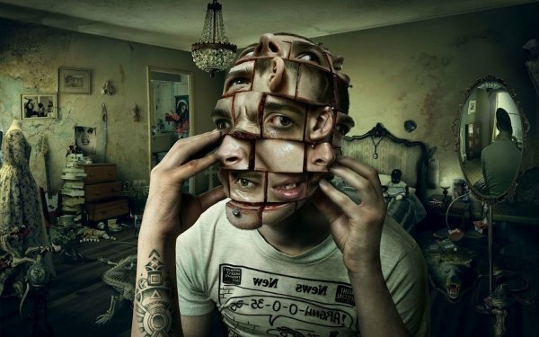 Dark Creepy Face Puzzle Head Room HD Wallpaper | Background Image