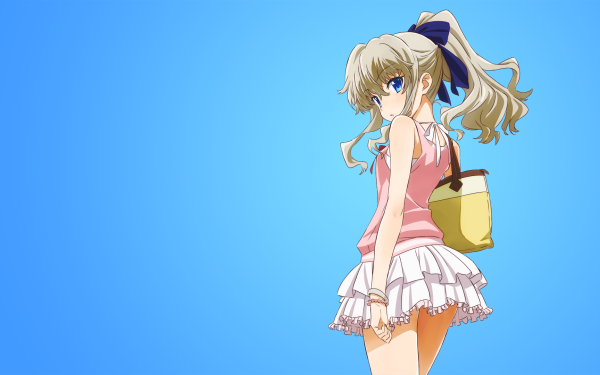 Anime Charlotte Nao Tomori White Hair Blue Eyes Skirt Pulsera Bag Long Hair Fondo de pantalla HD | Fondo de Escritorio