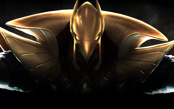 HD desktop wallpaper featuring Azir, the Ascended character from the video game League of Legends, showcasing his iconic golden armor and commanding presence.
