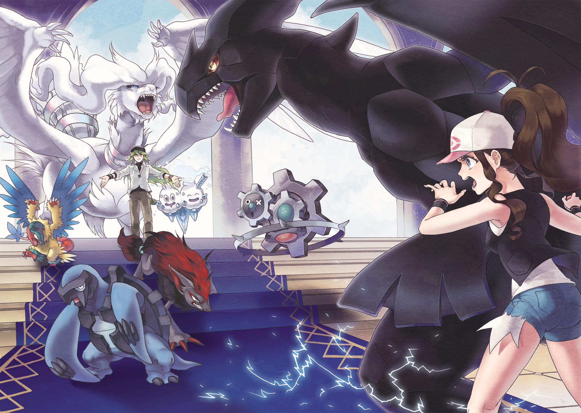 reshiram and zekrom (pokemon) drawn by futena_goze