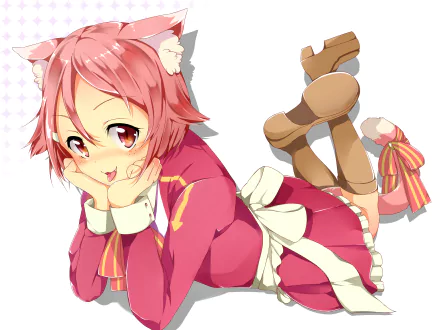 Lisbeth from Sword Art Online, depicted in a vibrant HD anime wallpaper. She poses playfully in a pink outfit, showcasing her charming character design and energetic expression.