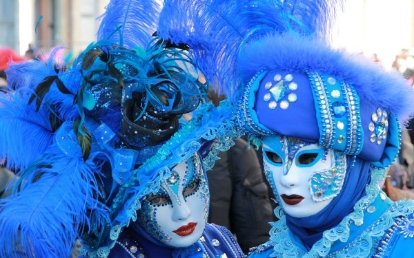 Photography Mask Blue Venice carnival Feather HD Wallpaper | Background Image