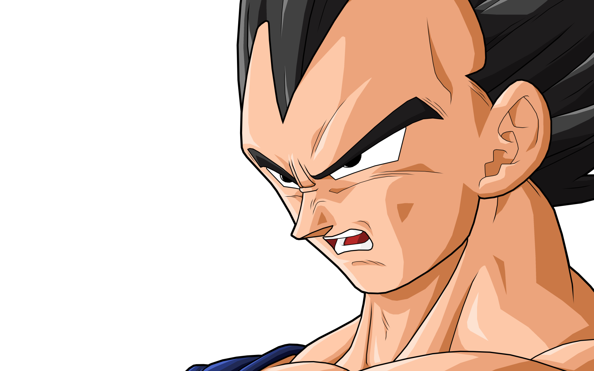 Image of Vegeta from Dragon Ball Z, showcasing his intense expression in an HD anime style. This vibrant wallpaper captures the essence of the beloved character.