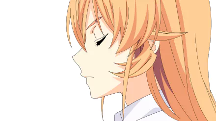 HD desktop wallpaper featuring Erina Nakiri from the anime Food Wars: Shokugeki no Soma, showcasing her profile with closed eyes and flowing blonde hair.