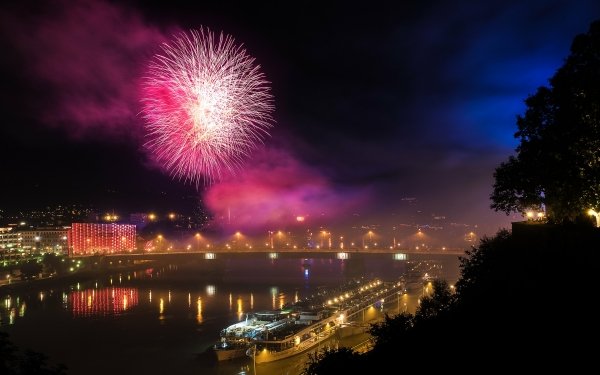 Photography Fireworks Bridge City HD Wallpaper | Background Image