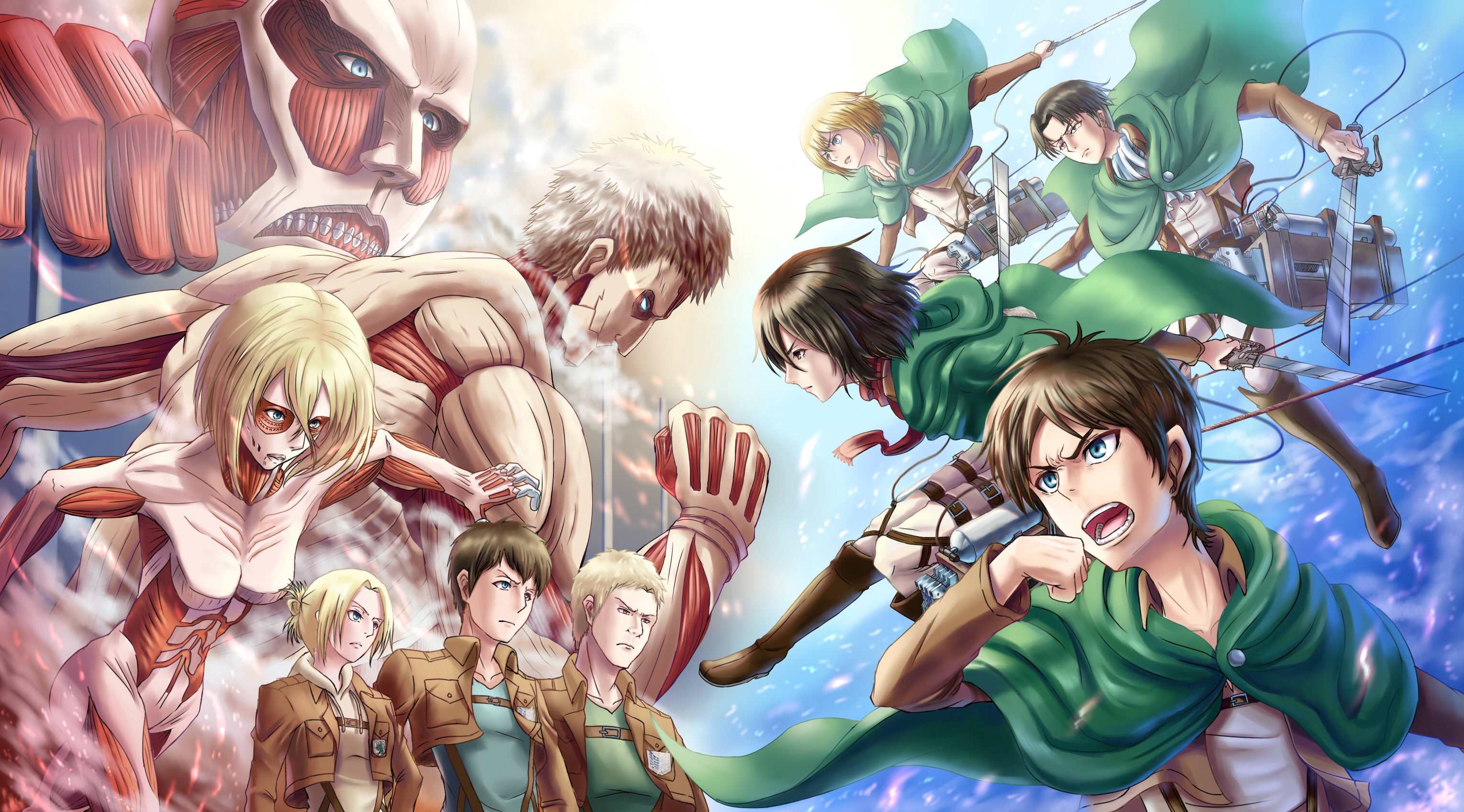 eren vs armored titan wallpaper