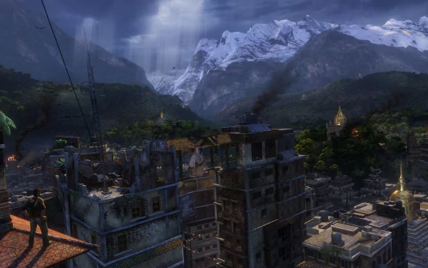 mountain ruin city video game Uncharted: The Nathan Drake Collection HD Desktop Wallpaper | Background Image