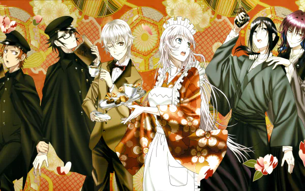 A vibrant 4K Ultra HD wallpaper featuring characters from K Project: Yukari Mishakuji, Kuroh Yatogami, Neko, Yashiro Isana, Saruhiko Fushimi, and Misaki Yata against a colorful background.