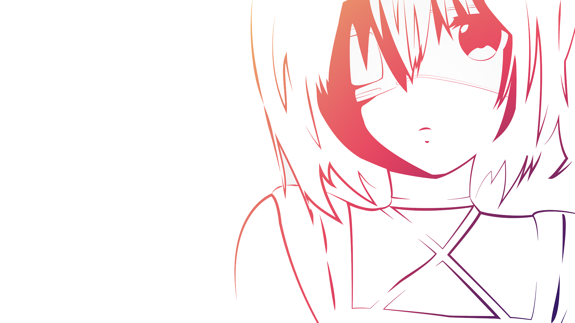 HD anime desktop wallpaper featuring Rikka Takanashi from Love Chunibyo & Other Delusions with a minimalistic, red-toned line art style.