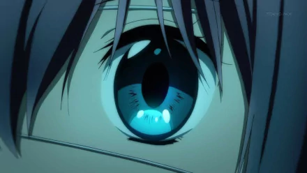 Close-up of a detailed blue eye from the anime Love Chunibyo & Other Delusions, presented as an HD PC desktop wallpaper and background.