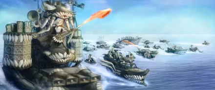 HD PC desktop wallpaper featuring Wo-Class battleships from Kantai Collection (Kancolle) in anime style, engaged in naval combat on the ocean.