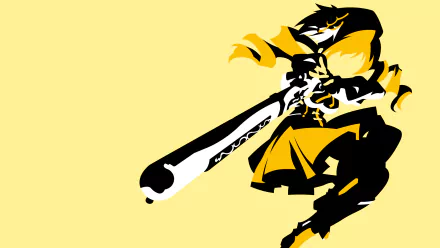 HD PC desktop wallpaper featuring Mami Tomoe from the anime Puella Magi Madoka Magica in a dynamic yellow and black silhouette style.