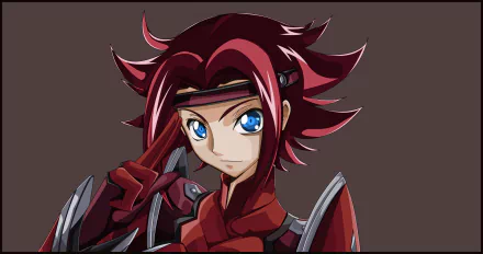 Kallen Kōzuki from Code Geass — anime HD PC desktop wallpaper showing her in a red pilot suit, blue eyes and spiky crimson hair.