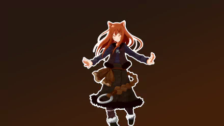 Anime-style 4K Ultra HD desktop wallpaper featuring Holo from Spice and Wolf with a dark background.