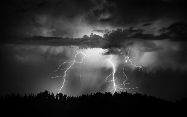 Photography Lightning Night Sky Cloud Black & White HD Wallpaper | Background Image