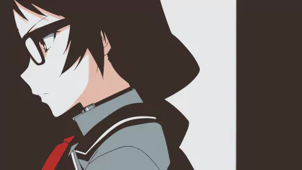 Side profile of Ayame Kajō from the anime Shimoneta, rendered in a minimalist style for an 8K Ultra HD PC desktop wallpaper.
