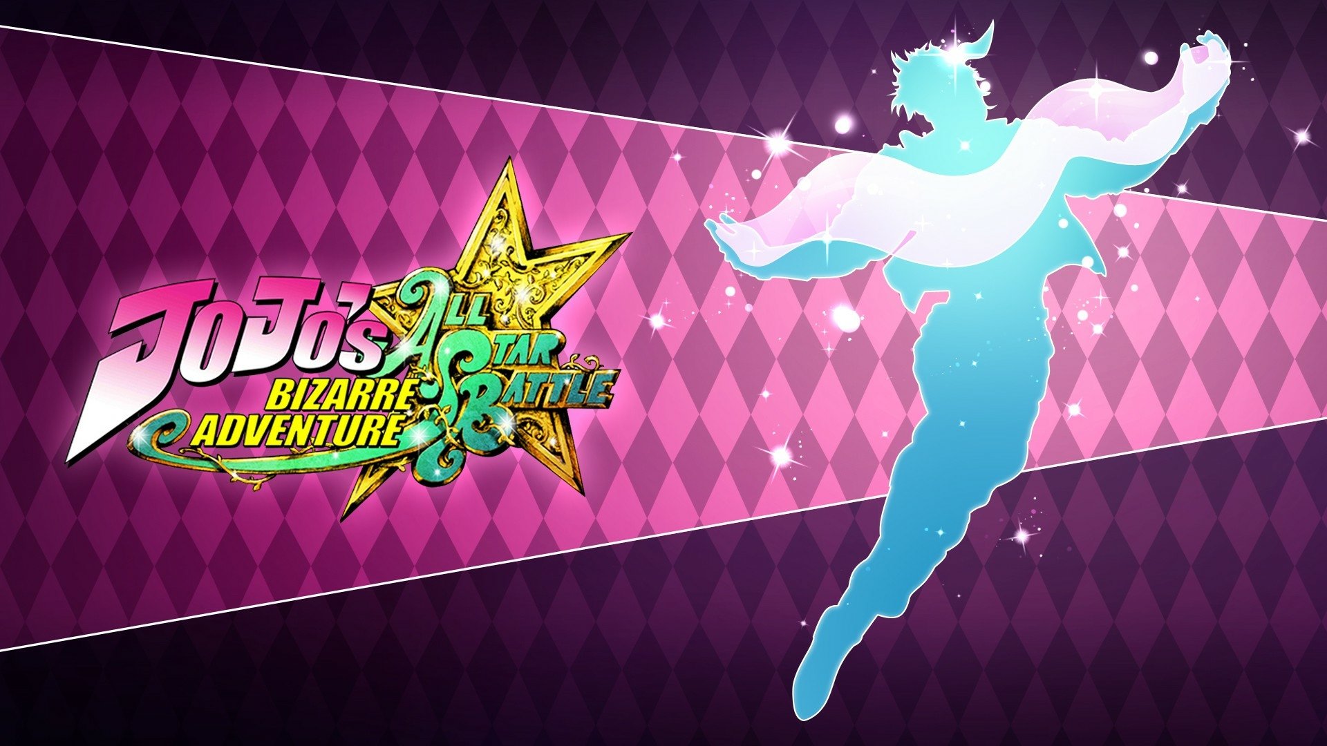HD PC desktop wallpaper featuring a stylized silhouette and vibrant logo from the anime JoJo's Bizarre Adventure: Stardust Crusaders.