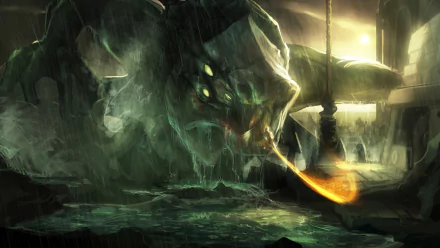 An evocative HD desktop wallpaper featuring Kratos from God of War: Ghost of Sparta, showcasing a dramatic scene with a monstrous creature and atmospheric lighting.