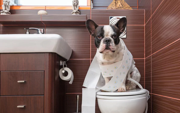  French Bulldog Wrapped in Toilet Paper