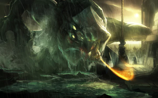 An evocative HD desktop wallpaper featuring Kratos from God of War: Ghost of Sparta, showcasing a dramatic scene with a monstrous creature and atmospheric lighting.