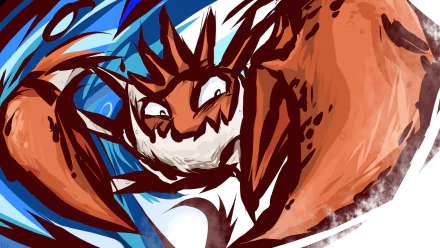 A vibrant HD desktop wallpaper featuring Kingler, the Pokémon, set against a dynamic blue background, showcasing its distinctive design in an animated style.