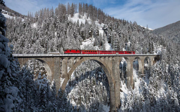 RhB snow winter vehicle train HD Desktop Wallpaper | Background Image