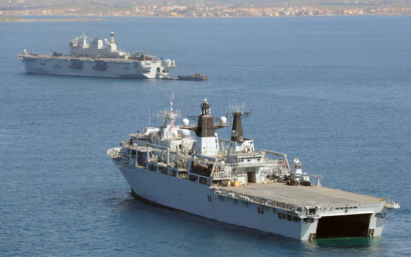 HMS Albion (L14) warship amphibious transport dock military Royal Navy HD Desktop Wallpaper | Background Image
