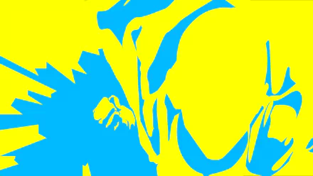 HD PC desktop wallpaper featuring a stylized blue and yellow silhouette of Saitama from the anime One-Punch Man.