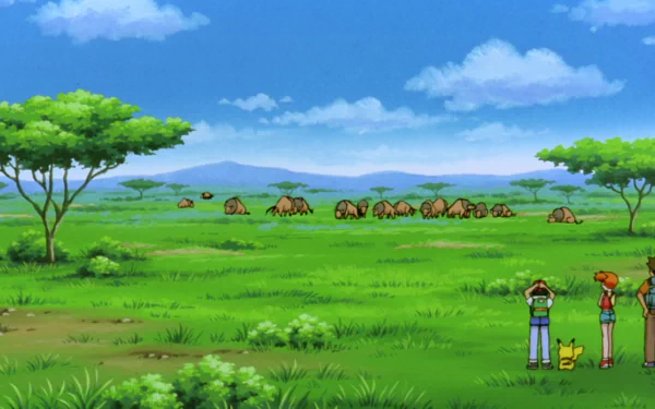 Brock (Pokémon) Misty (Pokémon) Ash Ketchum Pikachu Tauros (Pokémon) Anime Pokémon: The First Movie HD Desktop Wallpaper | Background Image