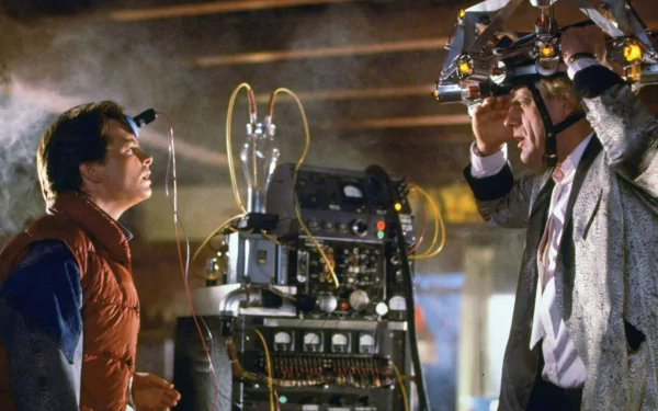 Dr. Emmett Brown Christopher Lloyd Marty McFly Michael J. Fox movie Back To The Future HD Desktop Wallpaper | Background Image