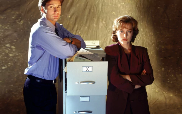 Gillian Anderson Dana Scully David Duchovny Fox Mulder TV Show The X-Files HD Desktop Wallpaper | Background Image