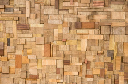 HD desktop wallpaper featuring an artistic design of an intricate, wood block pattern in various shades of brown.