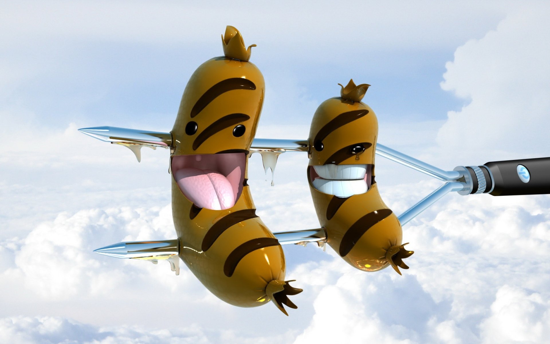 Download Knife Sausage Fantasy Humor 4k Ultra HD Wallpaper