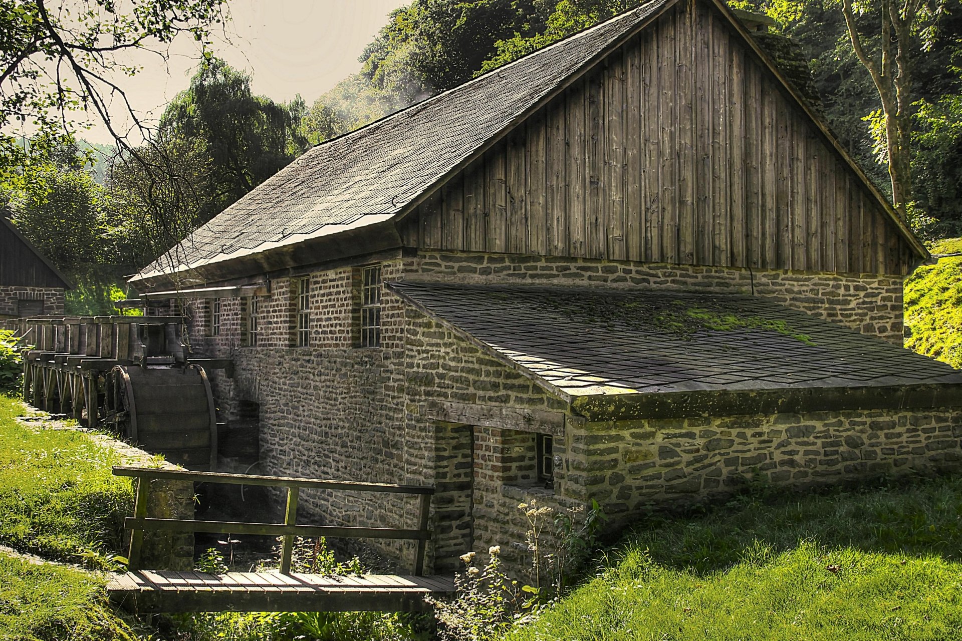 Download Man Made Watermill 4k Ultra HD Wallpaper