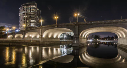 reflection water bridge light night canal Canada Ottawa Rideau Canal man made Bank Street Bridge HD Desktop Wallpaper | Background Image