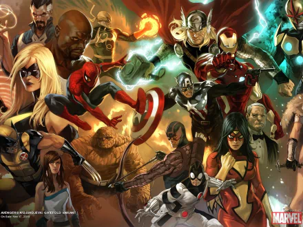 Iron Fist (Marvel Comics) Thing (Marvel Comics) Captain America Nova (Marvel Comics) Thor Wolverine Iron Man Hawkeye spider man Ms. Marvel Comic Avengers HD Desktop Wallpaper | Background Image