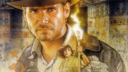 HD PC desktop wallpaper featuring Indiana Jones from the video game Indiana Jones and the Infernal Machine, showcasing his iconic hat and adventurous spirit.
