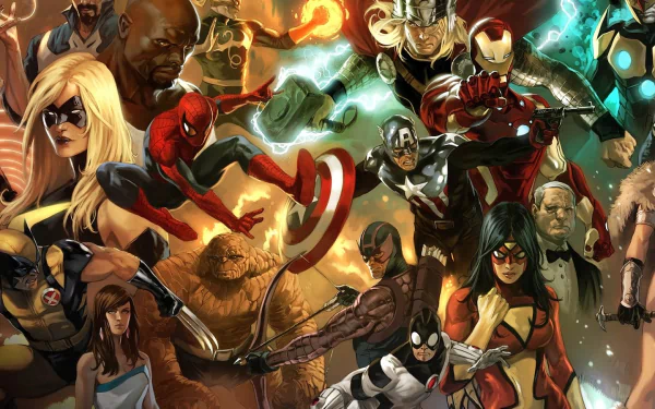Iron Fist (Marvel Comics) Thing (Marvel Comics) Captain America Nova (Marvel Comics) Thor Wolverine Iron Man Hawkeye spider man Ms. Marvel Comic Avengers HD Desktop Wallpaper | Background Image