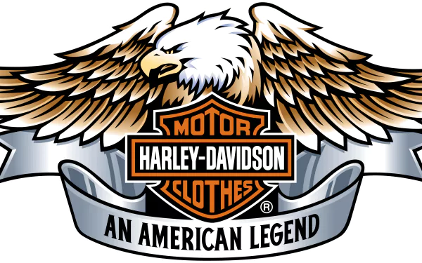 Harley-Davidson logo featuring an eagle and the slogan An American Legend, designed as a high-definition desktop wallpaper for motorcycle enthusiasts.