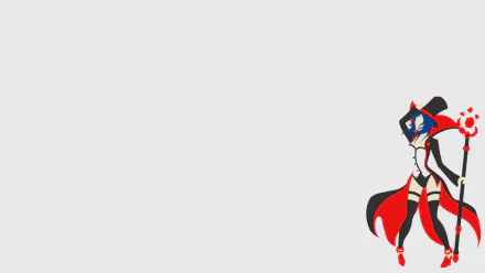 LeBlanc (League of Legends) in a red-and-black cloak posed at the bottom-right of a minimalist HD PC desktop wallpaper — video game League of Legends background.