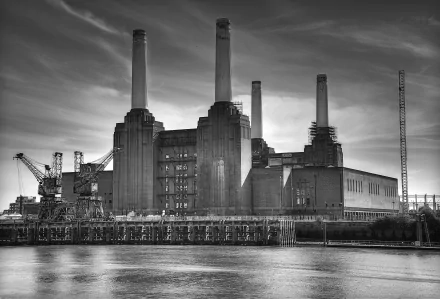 Black & White man made factory HD Desktop Wallpaper | Background Image