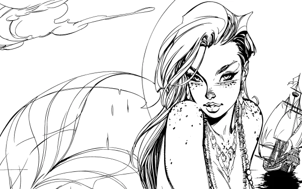 Comic little mermaid HD Desktop Wallpaper | Background Image